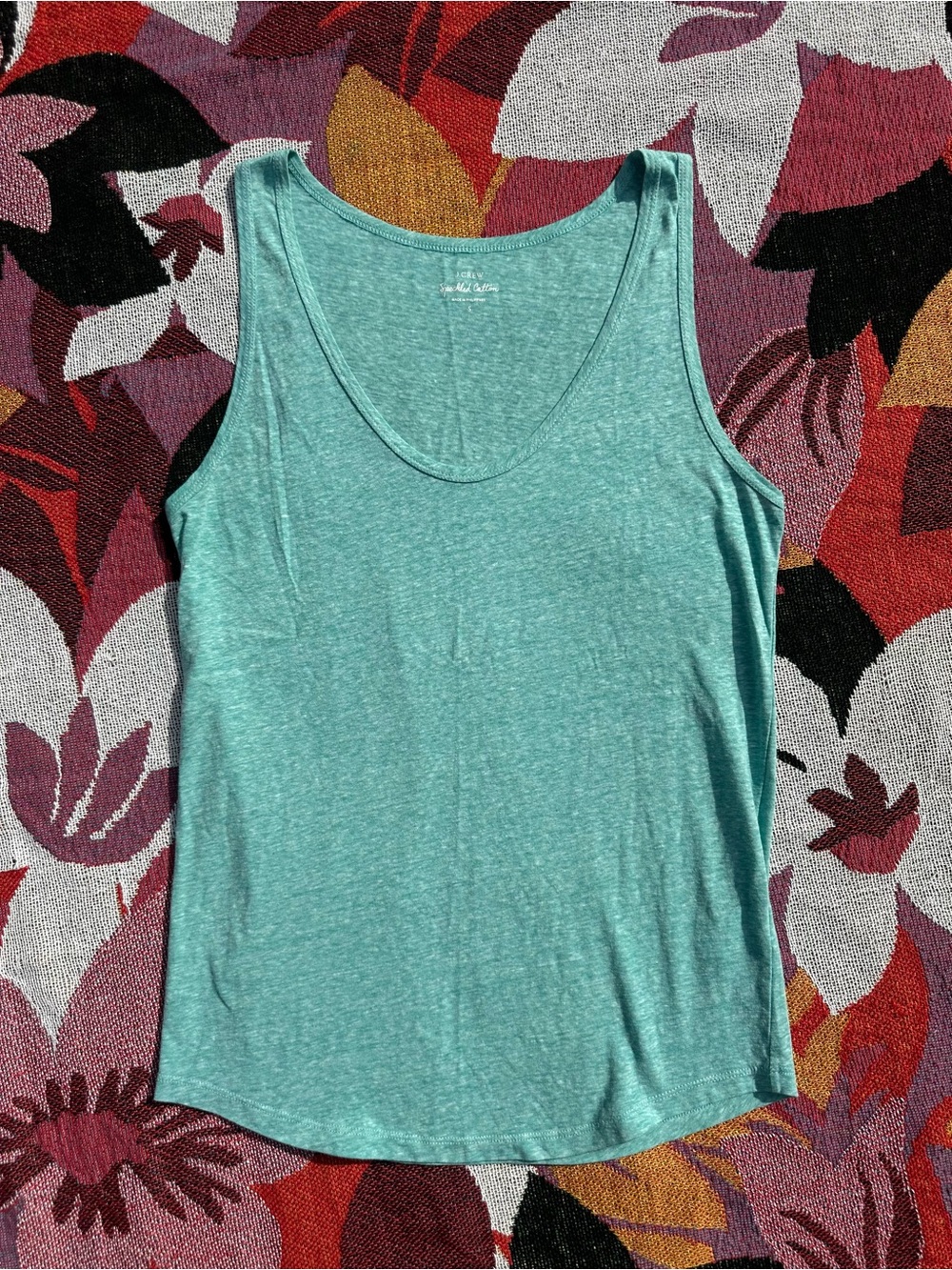 J. Crew Speckled Cotton Teal Scoop Neck Tank